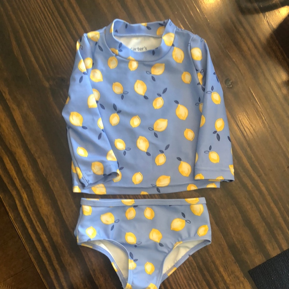 Carters 6m lemon two piece girls swim suit